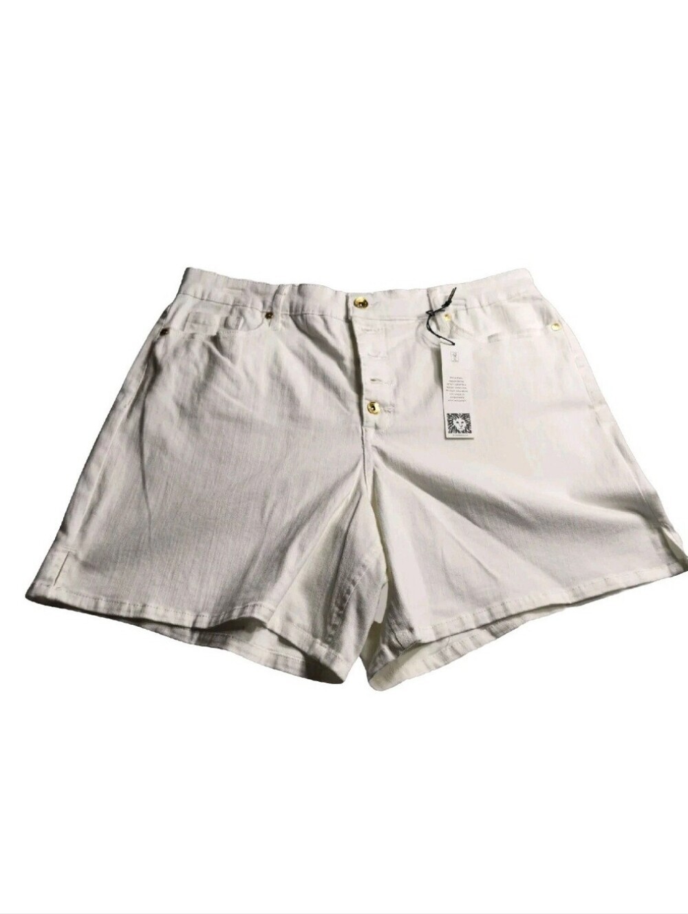 Anne Klein Womens Size 16 white Button fly High Rise Shorts Stretch NWT 03